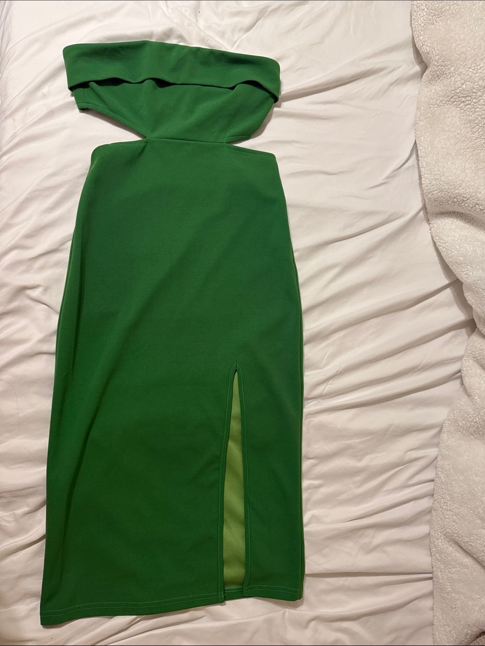 Hello Molly Emerald Strapless Midi Dress with Front Slit